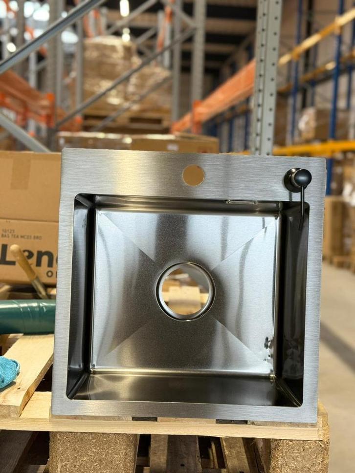 Spoelbak + zeepdispenser | 44x44x20cm | Zwart | RVS, Huis en Inrichting, Keuken | Keukenelementen, Zo goed als nieuw, Minder dan 100 cm