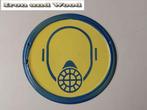 Oud vintage emaille wandbord met gasmasker doorsnede 25 cm, Ophalen of Verzenden