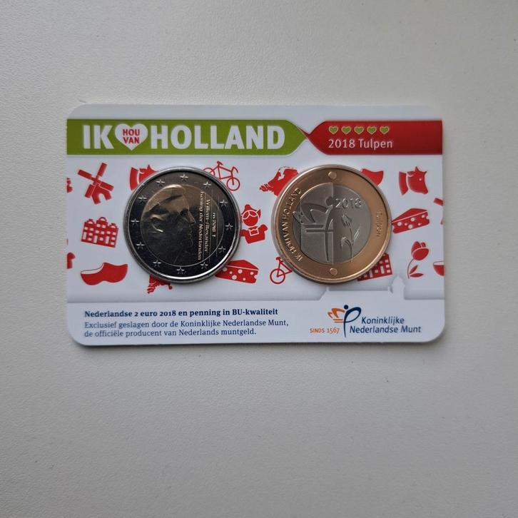 Coincard en penning ik Hou van Holland 2018 Tulpen, Postzegels en Munten, Munten | Nederland, Losse munt, Ophalen of Verzenden