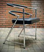 Italiaanse design stoel, Zwart, Leer, Ophalen of Verzenden, Zo goed als nieuw