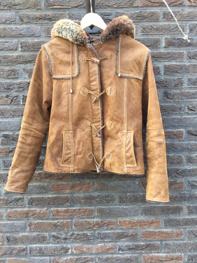 Jas leer maat 36/38, Maat 38/40 (M), Bruin, Ophalen of Verzenden, Zo goed als nieuw