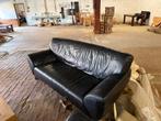 Zwarte leren bank - comfortabel en stijlvol!, Ophalen, Gebruikt, Rechte bank, 200 tot 250 cm