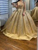 Prachtige Gouden Jurk, Ophalen of Verzenden, Zo goed als nieuw, Geel, Trouwjurk