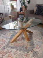 Ovale glazen salontafel, Huis en Inrichting, Tafels | Salontafels, Ophalen, 100 tot 150 cm, 50 tot 100 cm, Zo goed als nieuw
