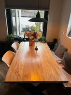 Massief houten  Tafel + Bankje - Eetkamer Set, Ophalen, Gebruikt, 100 tot 150 cm, Eikenhout