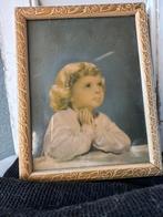 oude afbeelding biddend meisje, Ophalen of Verzenden, Minder dan 50 cm, Schilderij, Minder dan 50 cm