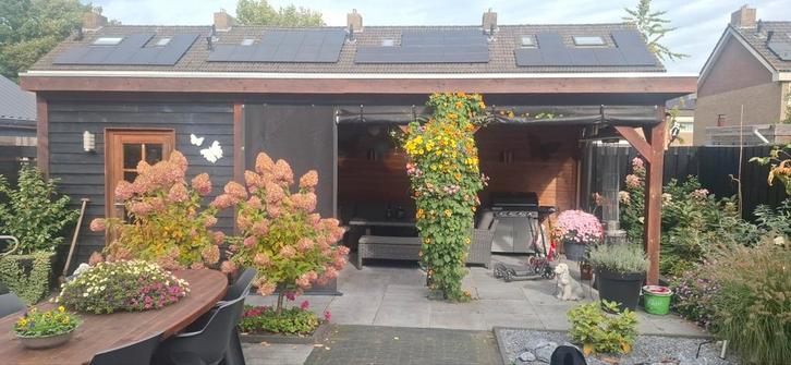 Veranda Overkapping met Schuur douglas, Tuin en Terras, Tuinhuizen, Zo goed als nieuw, Overige typen, Hout, 500 cm of meer, 200 tot 400 cm