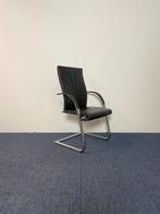 6 x Vergaderstoel Ahrend 350, zwart leer, chrome slede, Huis en Inrichting, Ophalen, Gebruikt, Zwart, Leer