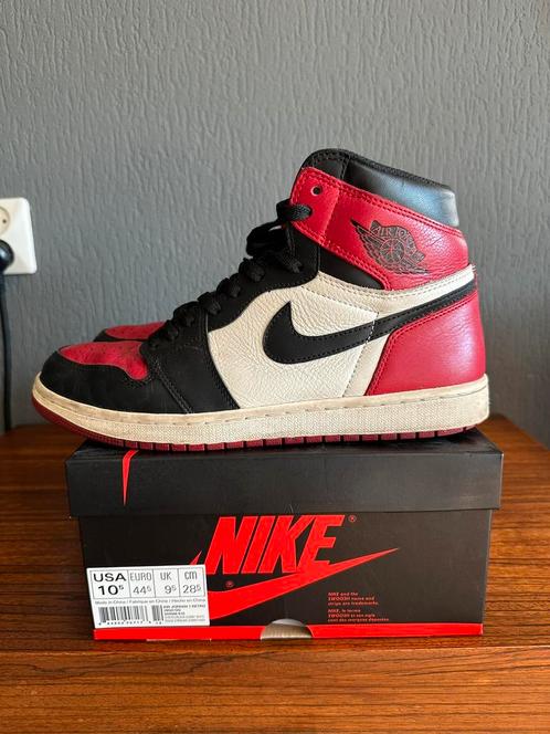 Nike Air Jordan 1 “Bred Toe” US 10.5, Kleding | Heren, Schoenen, Zo goed als nieuw, Zwart, Ophalen of Verzenden