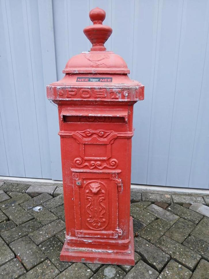 Ouderwetse Rode Brievenbus, Tuin en Terras, Brievenbussen, Gebruikt, Staande brievenbus, IJzer, Ophalen