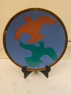 Retro 80er jaren bonte kleuren & 2 vogels wandbord., Antiek en Kunst, Antiek | Wandborden en Tegels, Ophalen of Verzenden