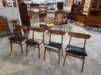 Set van vier vintage Deense eetkamerstoelen stoelen, Ophalen, Gebruikt, Zwart, Vintage