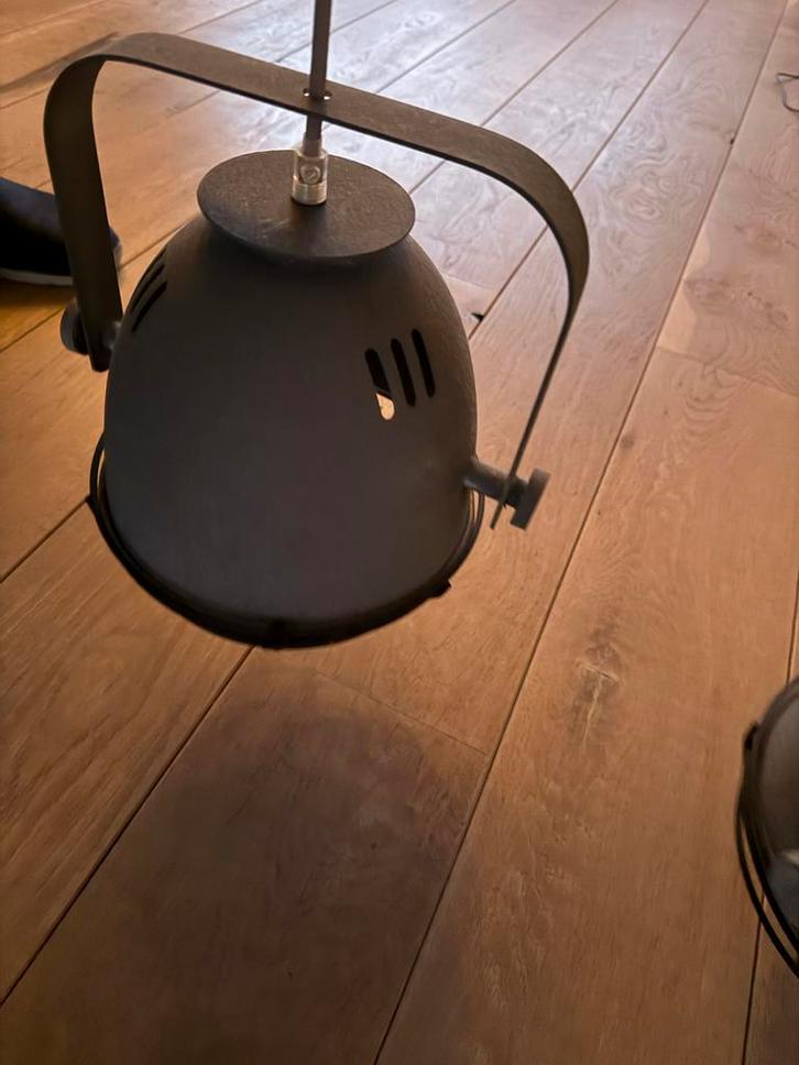 Industriële Hanglamp - 3 Lampen - Metaal, Huis en Inrichting, Lampen | Hanglampen, Gebruikt, Minder dan 50 cm, Metaal, Ophalen
