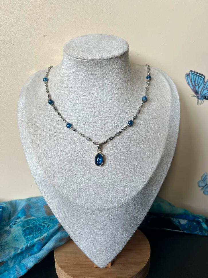 Kyaniet beschermt geluk intuïtie hoge trilling uniek magie, Sieraden, Tassen en Uiterlijk, Kettingen, Nieuw, Zilver, Blauw, Met edelsteen