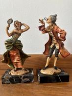 Elegante Italiaanse beeldenset op Carrara marmer, Antiek en Kunst, Kunst | Beelden en Houtsnijwerken, Ophalen of Verzenden