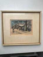 Oude Stadsgezicht Handgekleurd, Antiek en Kunst, Ophalen of Verzenden