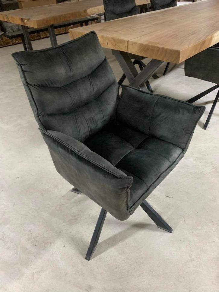 4 nieuwe eetkamerstoelen Dynasty draaibaar, Huis en Inrichting, Stoelen, Nieuw, Vier, Metaal, Stof, Overige kleuren, Ophalen