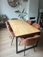 Nette eettafel met stalen frame (excl stoelen), Huis en Inrichting, Tafels | Eettafels, 50 tot 100 cm, 150 tot 200 cm, Gebruikt