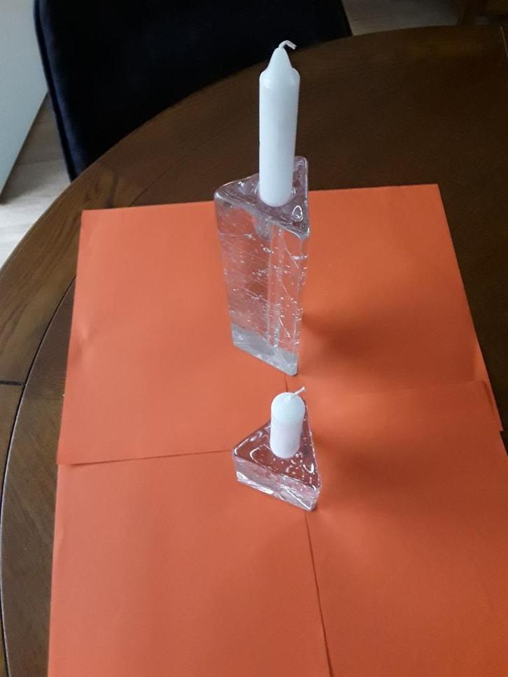 FINS  SET driehoekig  ARKIPELAGO KANDELAARS  22 -9 cm hoog ,, Antiek en Kunst, Antiek | Kandelaars, Ophalen of Verzenden