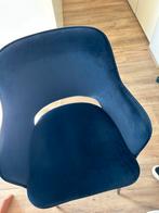 6 Blauwe Fluweel Eetkamerstoelen, Huis en Inrichting, Stoelen, Ophalen, Gebruikt, Blauw, Stof