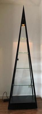 Unieke zwarte vitrine in piramide vorm met verlichting, Ophalen, 200 cm of meer, 50 tot 100 cm, Glas