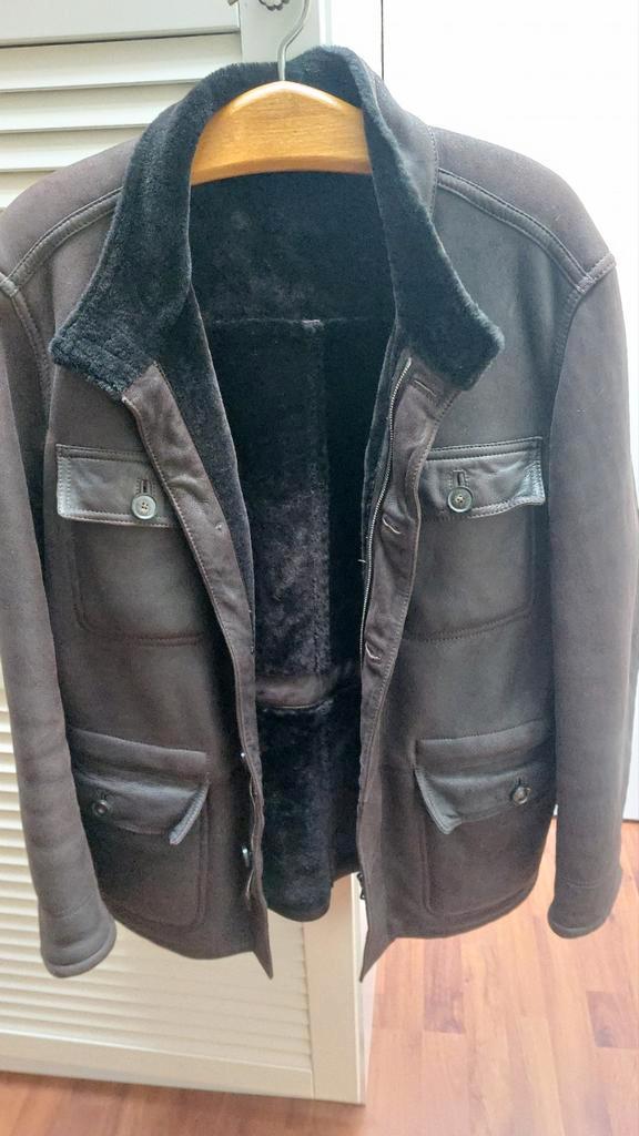 Leren teddy jas Hugo Boss mt 52 L, Kleding | Heren, Jassen | Winter, Zo goed als nieuw, Maat 52/54 (L), Bruin, Ophalen of Verzenden
