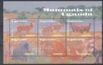 Uganda Mi nr 2468/2473 klb. postfris Dieren, Verzenden, Postfris, Dier of Natuur