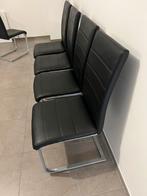 6 Zwarte Eetkamerstoelen - Strak Design, Huis en Inrichting, Stoelen, Ophalen, Gebruikt, Zwart, Leer