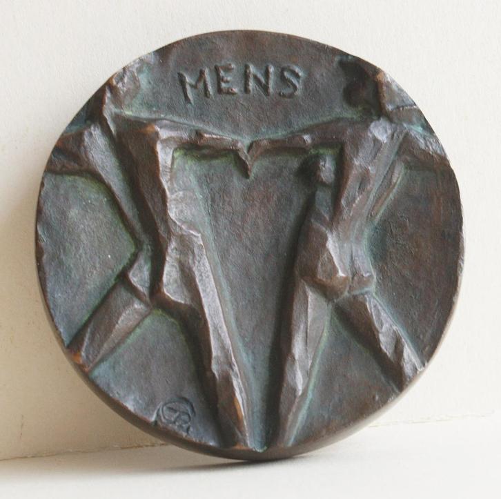 Zware bronzen penning Mens en Liefde`773 gram diam. 90mm, Postzegels en Munten, Penningen en Medailles, Brons, Nederland, Ophalen of Verzenden