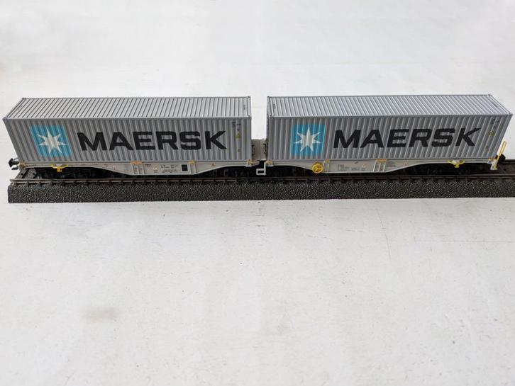 marklin 47803 Containerdraagwagen Maersk, Hobby en Vrije tijd, Modeltreinen | H0, Zo goed als nieuw, Wagon, Wisselstroom, Märklin