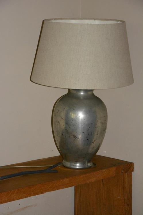 Tinnen lamp, Huis en Inrichting, Lampen | Tafellampen, Zo goed als nieuw, Minder dan 50 cm, Metaal, Ophalen