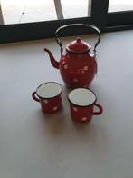 Rode emaille theeset - vintage - retro, Ophalen of Verzenden