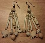 Afrikaanse Oorbellen met Olifantjes, Overige materialen, Hangers, Beige, Ophalen of Verzenden