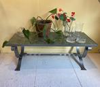 Vintage groen marmeren salontafel, Huis en Inrichting, Tafels | Salontafels, Overige materialen, Gebruikt, 100 tot 150 cm, 50 tot 100 cm