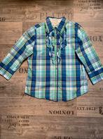 Blauwe groene geruite blouse driekwart mouwen met ruffles, Kleding | Dames, Blouses en Tunieken, Verzenden, Gedragen, Maat 38/40 (M)