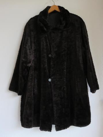 Bruine kunst bontjas teddy jas maat 42/44 vintage bijenkorf beschikbaar voor biedingen
