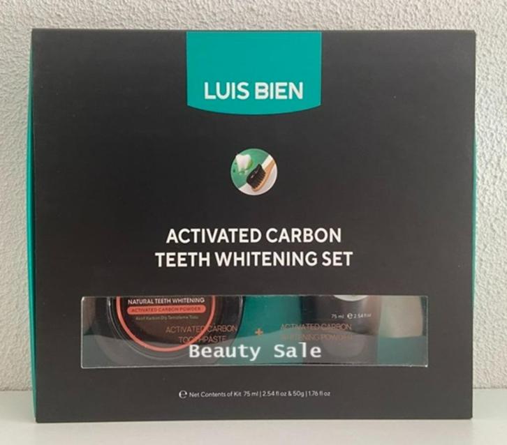 Luis Bien activated carbon teeth whitening set, Sieraden, Tassen en Uiterlijk, Uiterlijk | Mondverzorging, Nieuw, Tandpasta, Ophalen of Verzenden