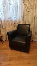 Zwarte leren fauteuil - Gratis af te halen!, Huis en Inrichting, Fauteuils, Ophalen, Gebruikt, 75 tot 100 cm, Leer