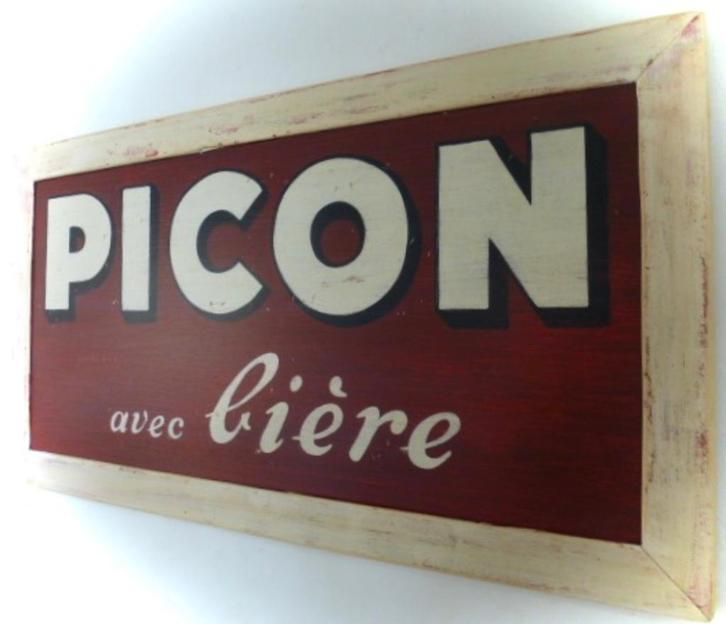 Houten geschilderd reclamebord / Picon / Frankrijk / etalage, Verzamelen, Merken en Reclamevoorwerpen, Zo goed als nieuw, Reclamebord