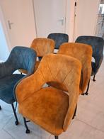 Eet stoelen geel en blauw velvet 6 stukken, Kinderen en Baby's, Ophalen of Verzenden, Zo goed als nieuw
