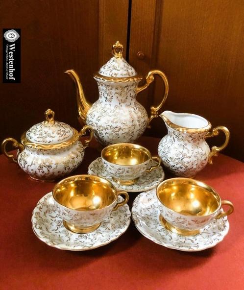 Gemerkt vintage mokka servies set theeservies barok, Antiek en Kunst, Antiek | Servies compleet, Ophalen of Verzenden