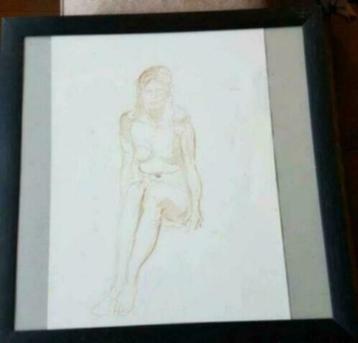 Originele aquarel Dirk Smorenberg naakt beschikbaar voor biedingen