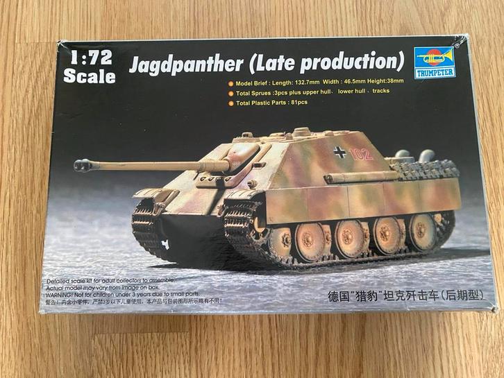1:72 Jagdpanther (Late) Trumpeter Modelbouw Tank, Hobby en Vrije tijd, Modelbouw | Auto's en Voertuigen, Nieuw, Tank, 1:50 of kleiner