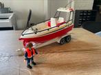 Playmobil reddingsboot met aanhanger en poppetje, Ophalen of Verzenden, Gebruikt
