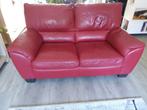 Natuzzi rode leren tweezits bank, Ophalen, Gebruikt, 150 tot 200 cm, Tweepersoons
