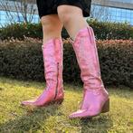 Roze hoge cowgirl dames laarzen leren cowboy boots vrouwen, Verzenden, Nieuw, Roze, Hoge laarzen