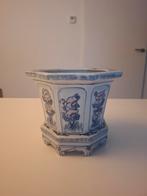 Vintage Aardewerk Bloempot chinees cachepot, Gebruikt, Ophalen of Verzenden, Balkon, Overige vormen