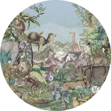 Behangcirkel Animal Kingdom, muurcirkel, Junglebehang beschikbaar voor biedingen