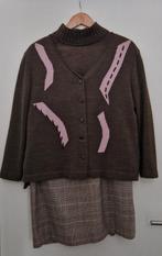 Twinset met bijpassende rok - maat 42/44 - merk Lucia, Kleding | Dames, Bruin, Maat 42/44 (L), Ophalen of Verzenden, Gedragen