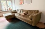 Leren hoekbank – olijfgroen – zeer comfort, Ophalen, 250 tot 300 cm, Gebruikt, Vierpersoons of meer